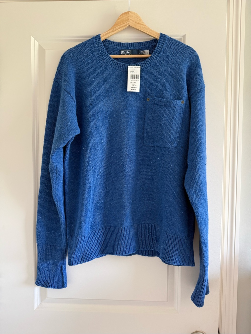 POLO RALPH LAUREN Cotton Crew-Neck Sweater Size large L NWT Blue